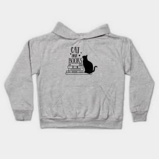 cat and books Kids Hoodie